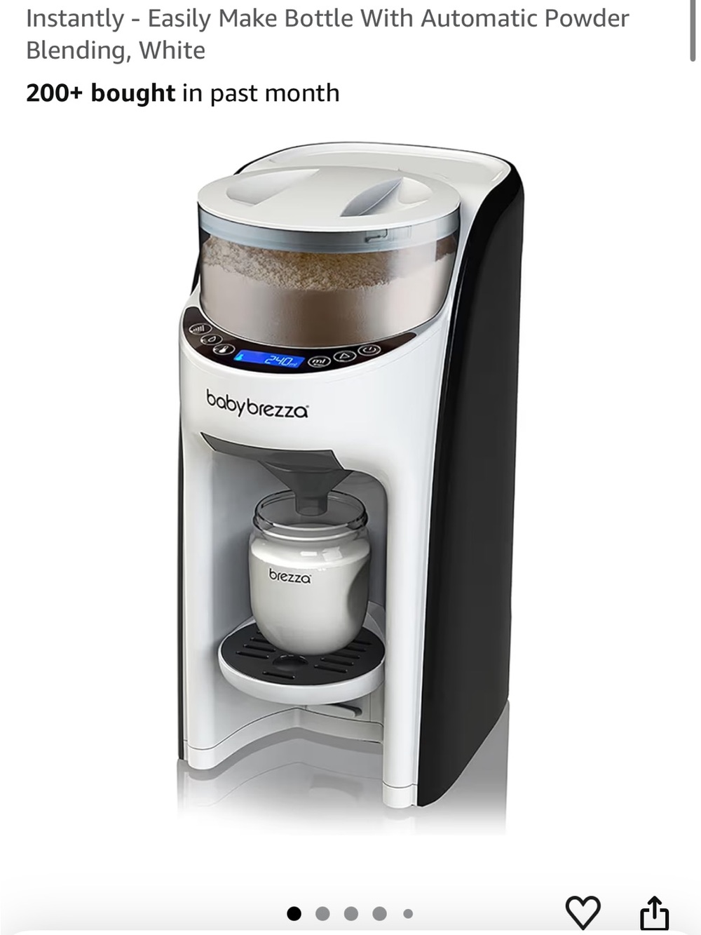 babybrezza Formula Pro Advanced - White and Black Automatic Formula Dispenser